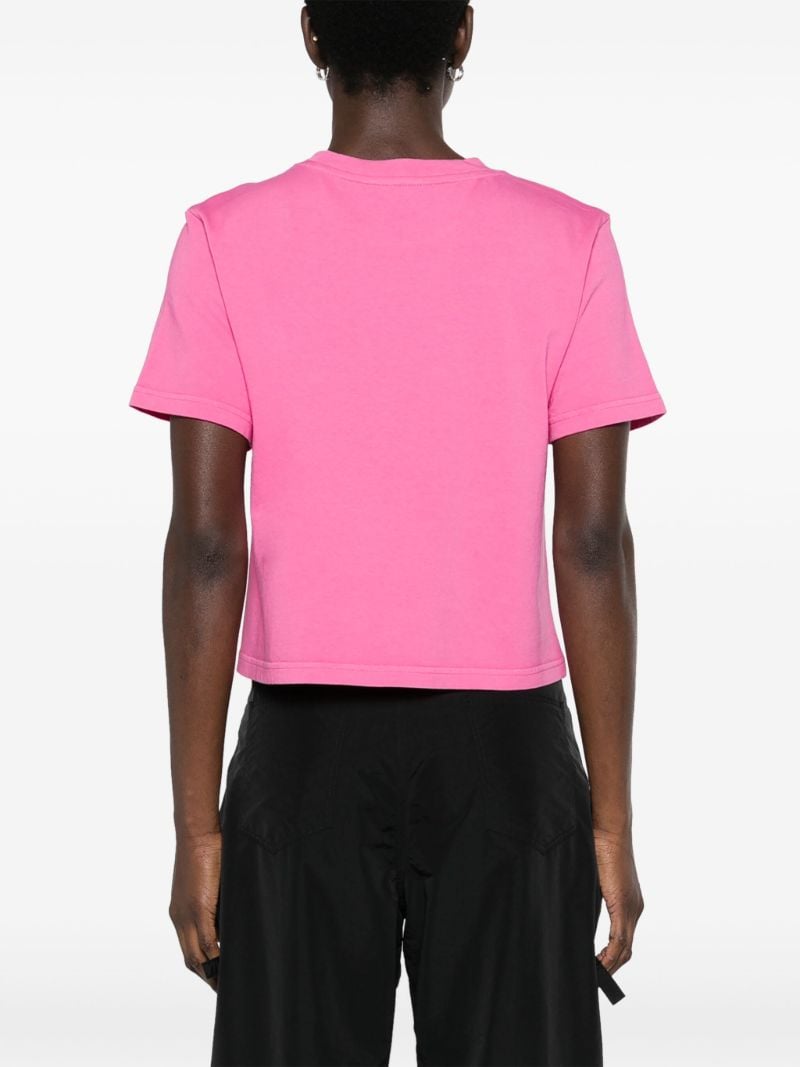 Pink Logo-embroidered Cotton T-shirt