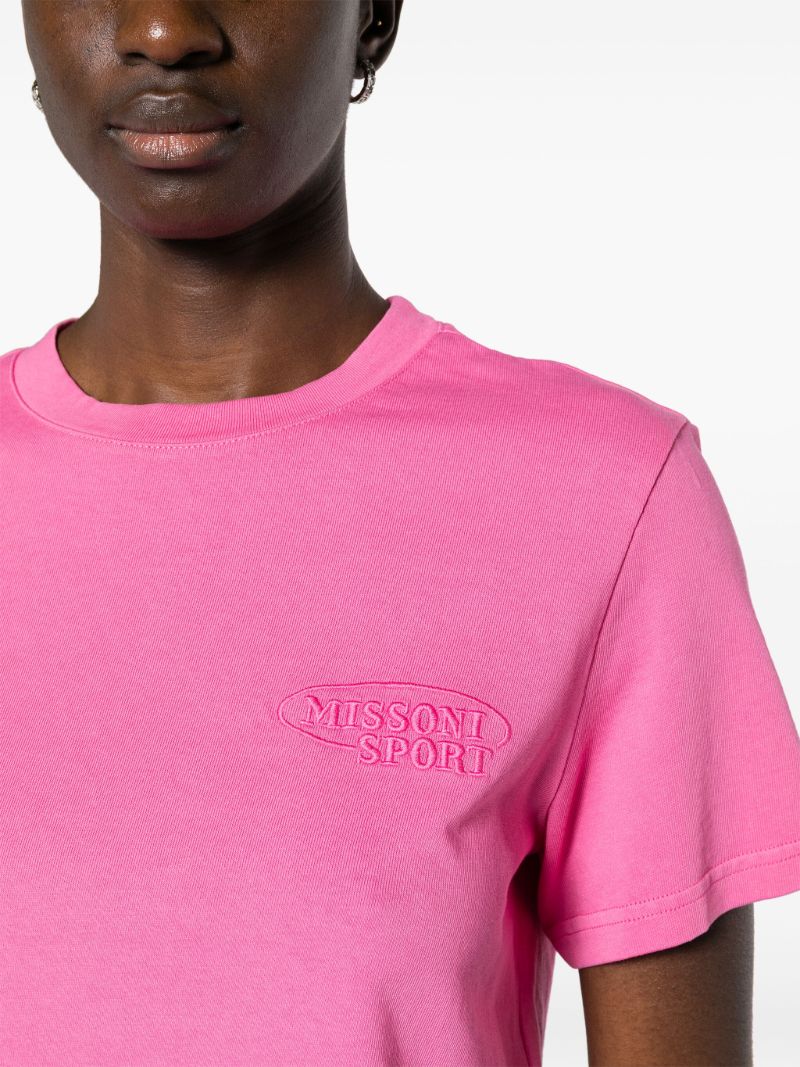 Pink Logo-embroidered Cotton T-shirt