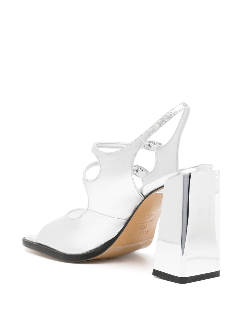Silver-tone VendÃ_x0083_Â´me 95 Metallic Leather Sandals