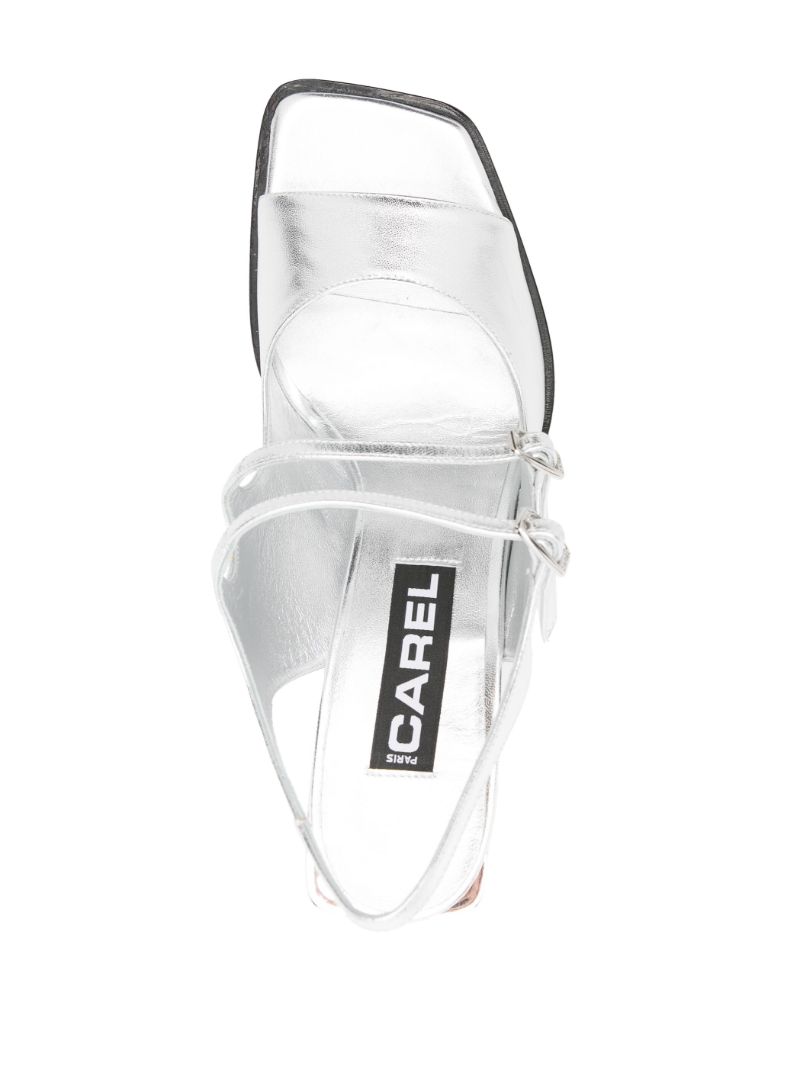 Silver-tone VendÃ_x0083_Â´me 95 Metallic Leather Sandals