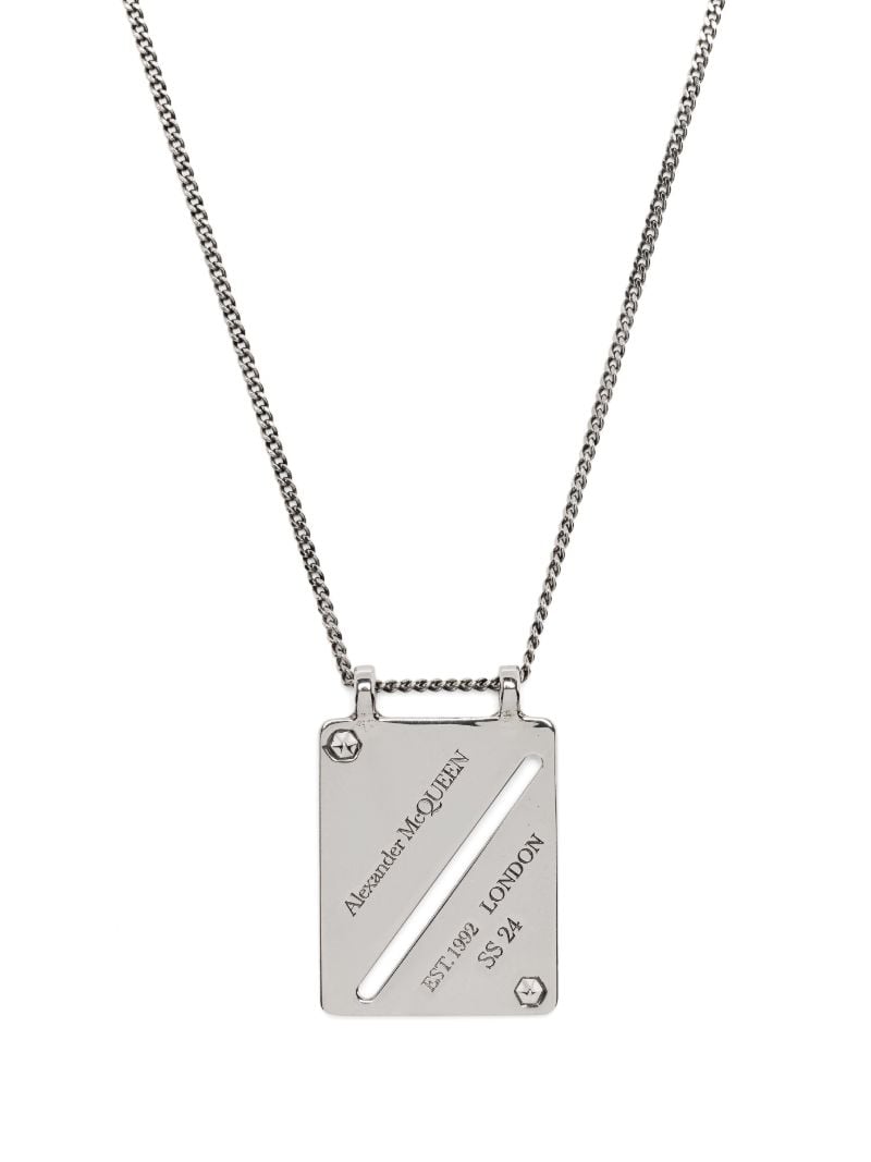 Silver Identity Tag Pendant Necklace