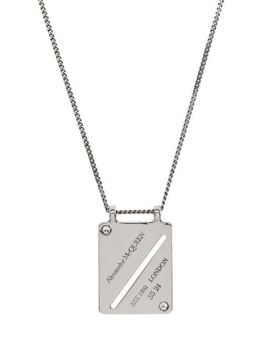 Silver Identity Tag Pendant Necklace