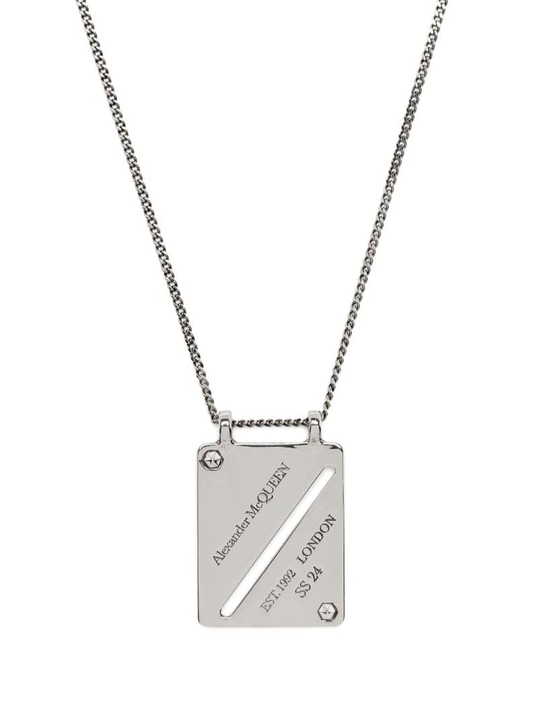 Silver Identity Tag Pendant Necklace