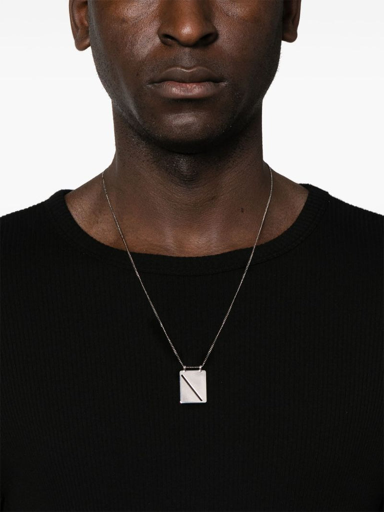 Silver Identity Tag Pendant Necklace