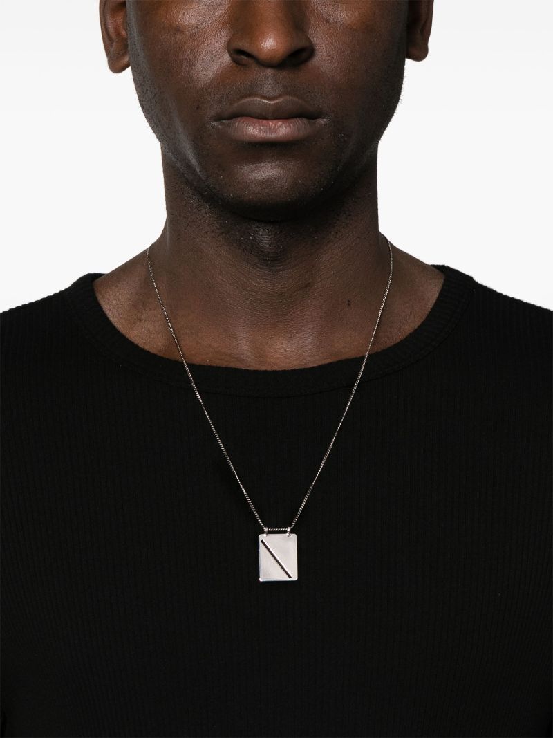 Silver Identity Tag Pendant Necklace