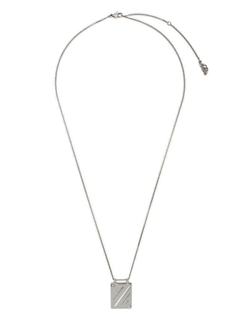 Silver Identity Tag Pendant Necklace