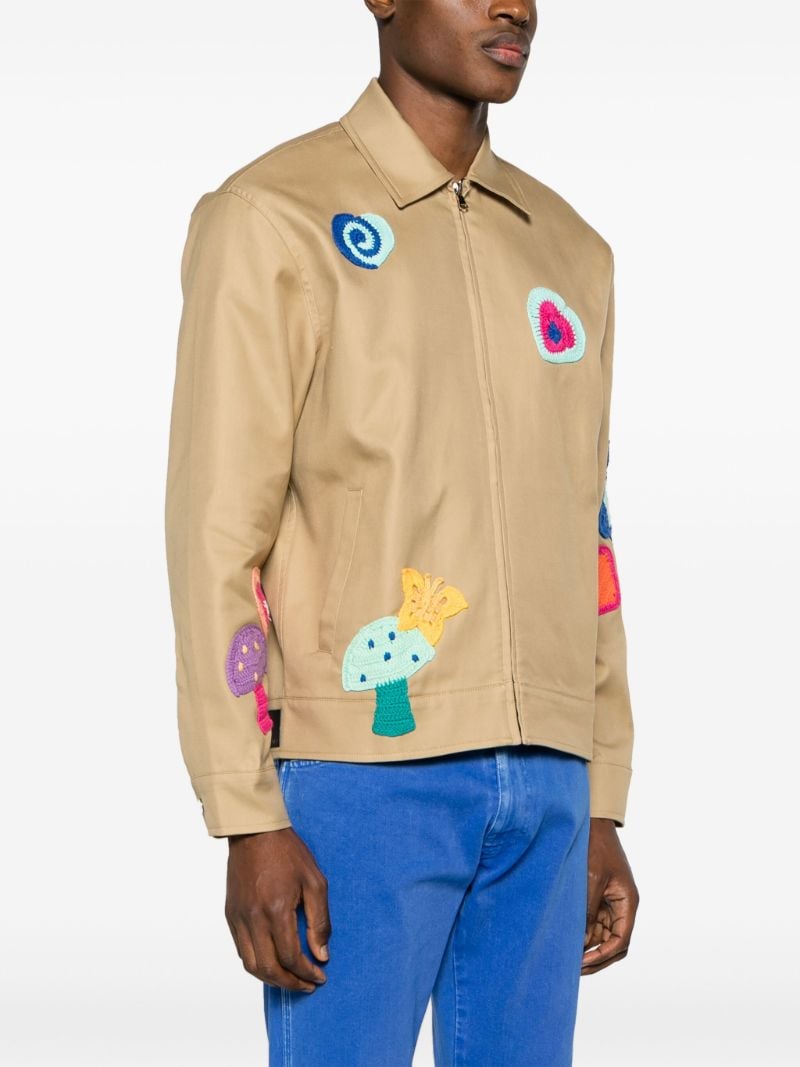 Brown AppliquÃ_x0083_Â©d Cotton Shirt Jacket