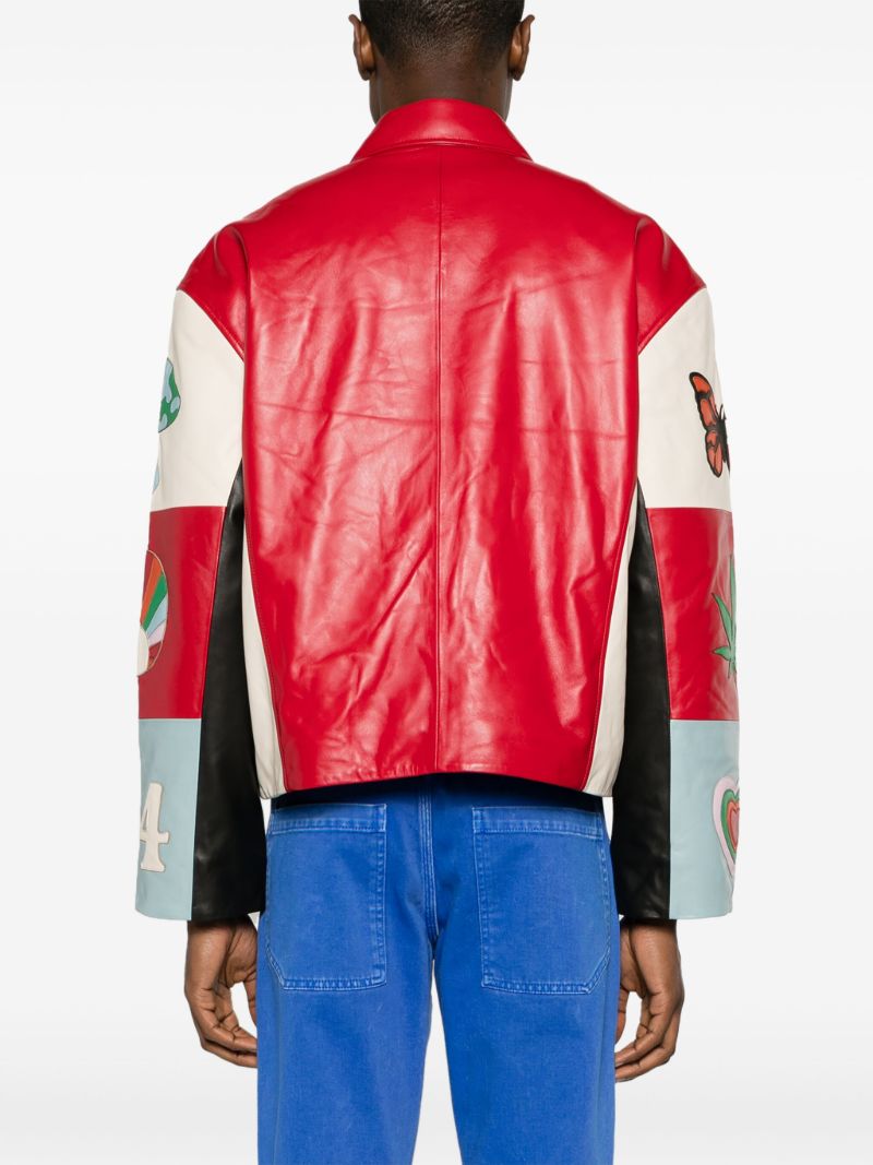 Black Moto Colour-block Leather Jacket