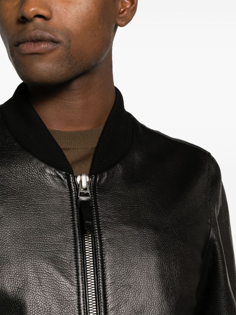 Black Leather Bomber Jacket