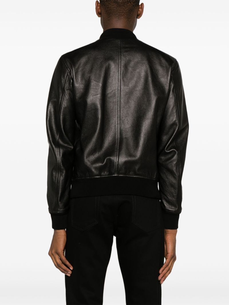 Black Leather Bomber Jacket