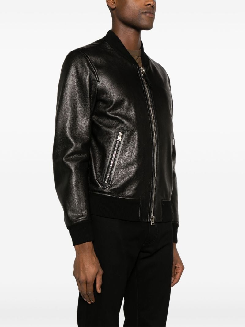 Black Leather Bomber Jacket