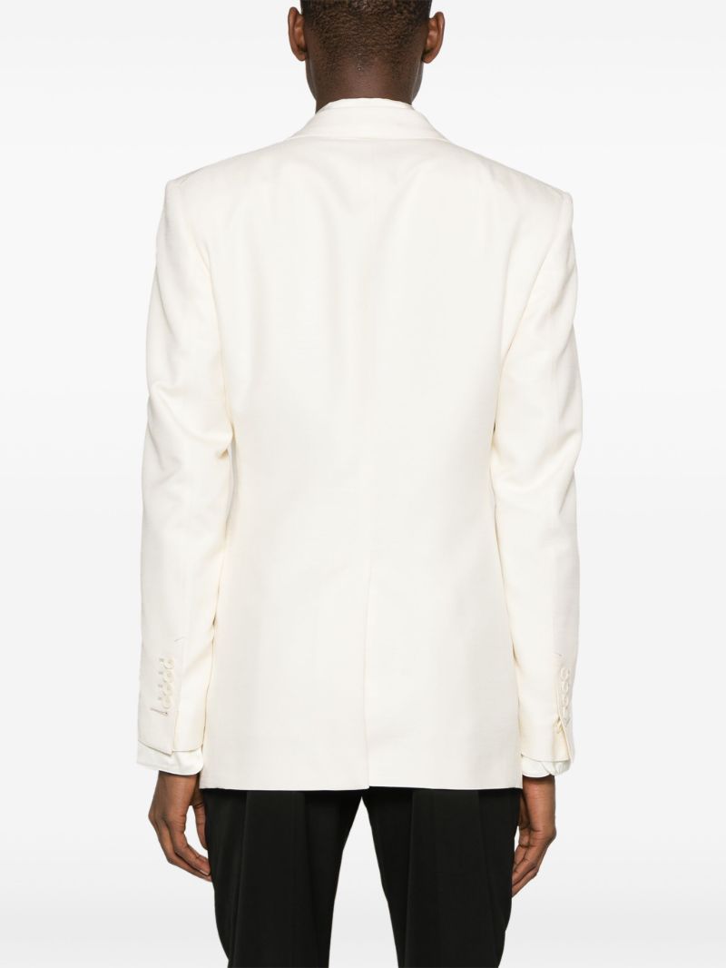 White Silk Double-breasted Blazer