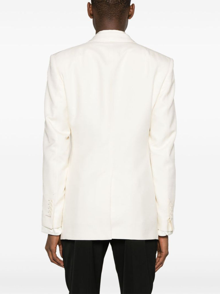 White Silk Double-breasted Blazer