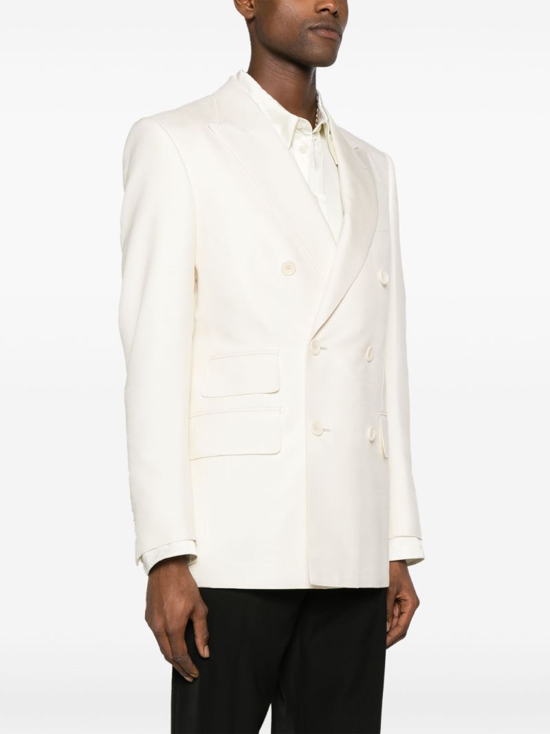 White Silk Double-breasted Blazer