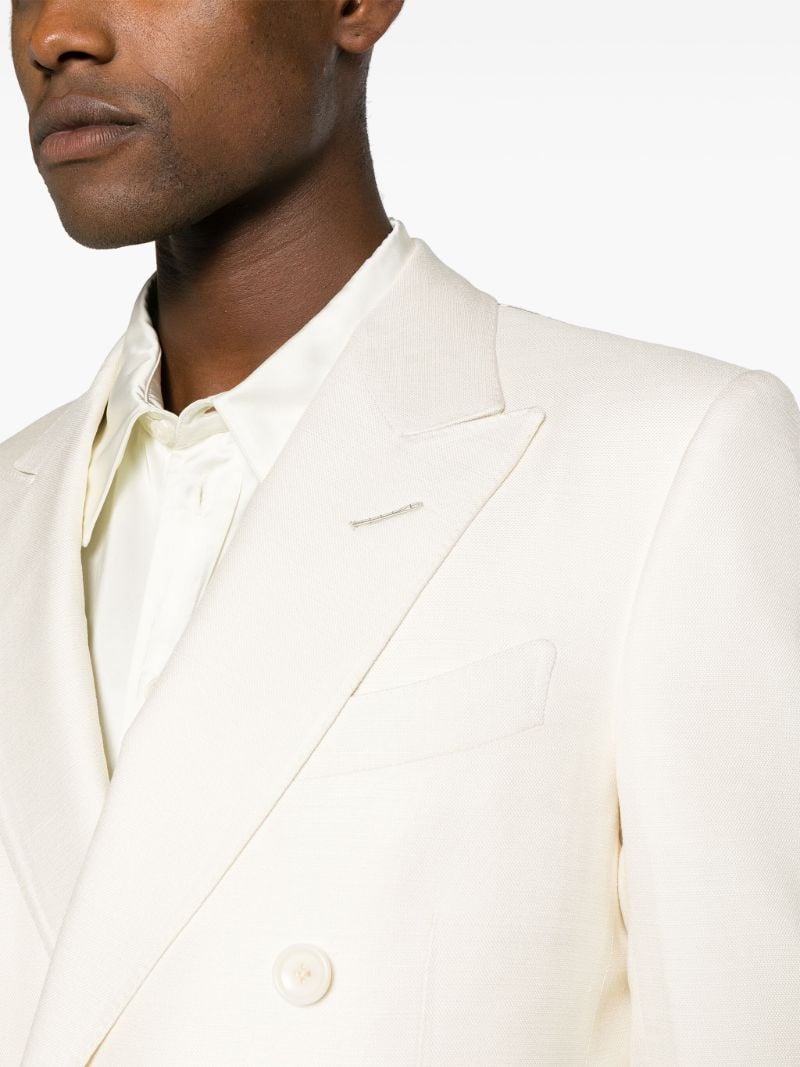 White Silk Double-breasted Blazer
