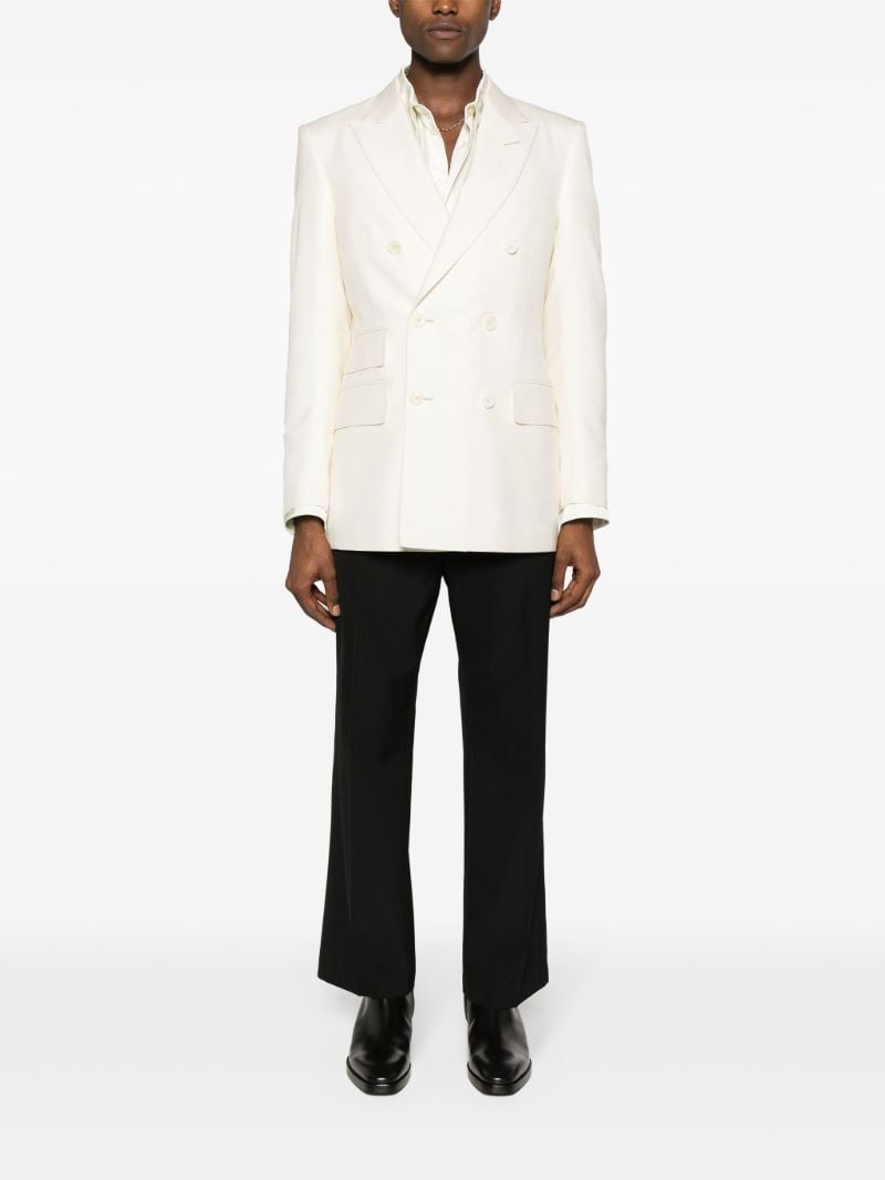 White Silk Double-breasted Blazer