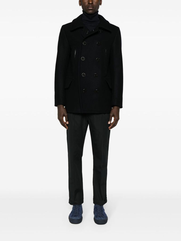 Blue Notched-lapel Double-breasted Coat