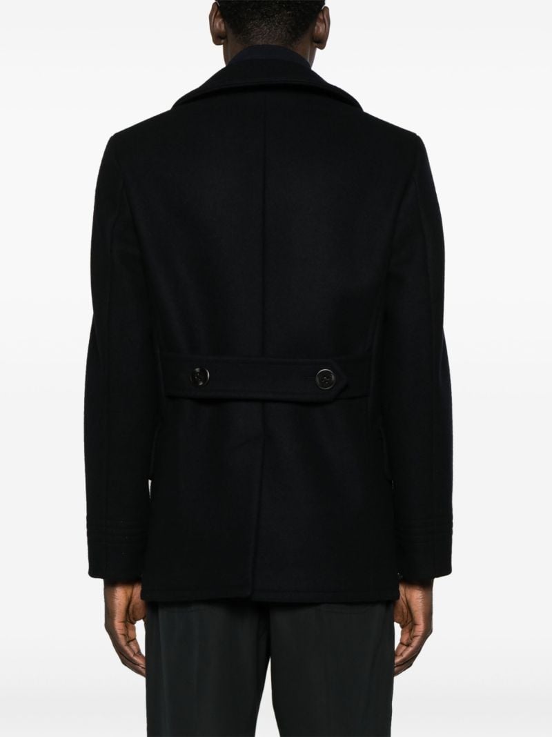 Blue Notched-lapel Double-breasted Coat