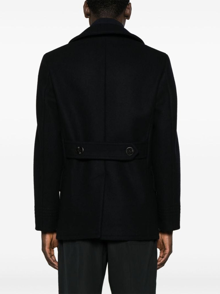 Blue Notched-lapel Double-breasted Coat