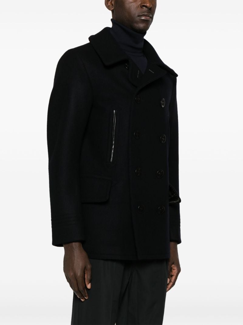 Blue Notched-lapel Double-breasted Coat