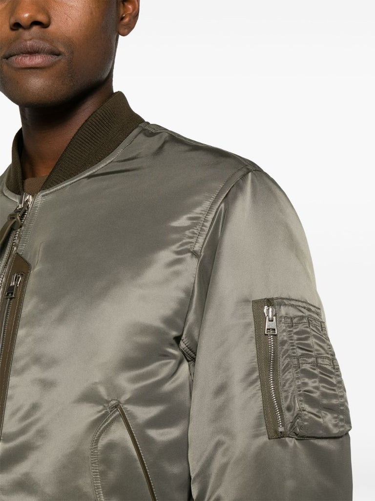 Green Satin Bomber Jacket