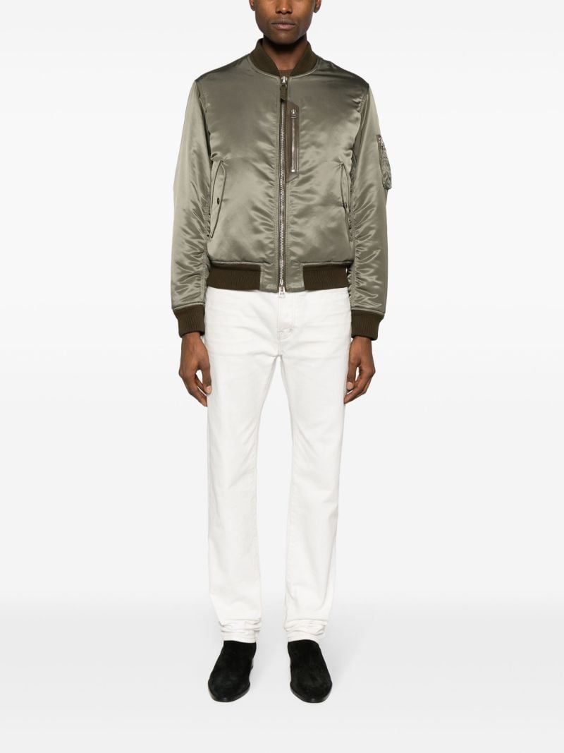 Green Satin Bomber Jacket