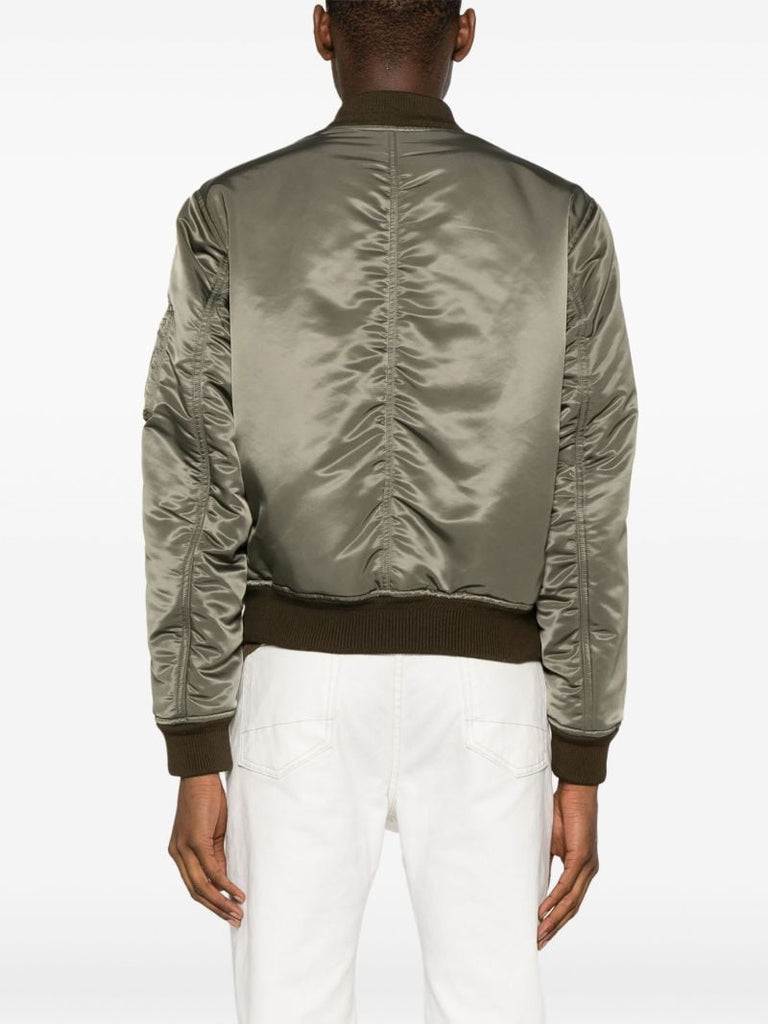 Green Satin Bomber Jacket