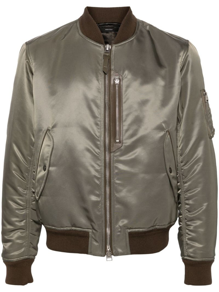 Green Satin Bomber Jacket