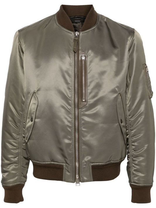 Green Satin Bomber Jacket