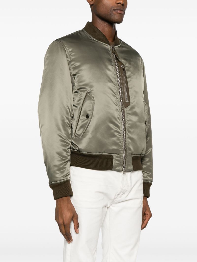 Green Satin Bomber Jacket