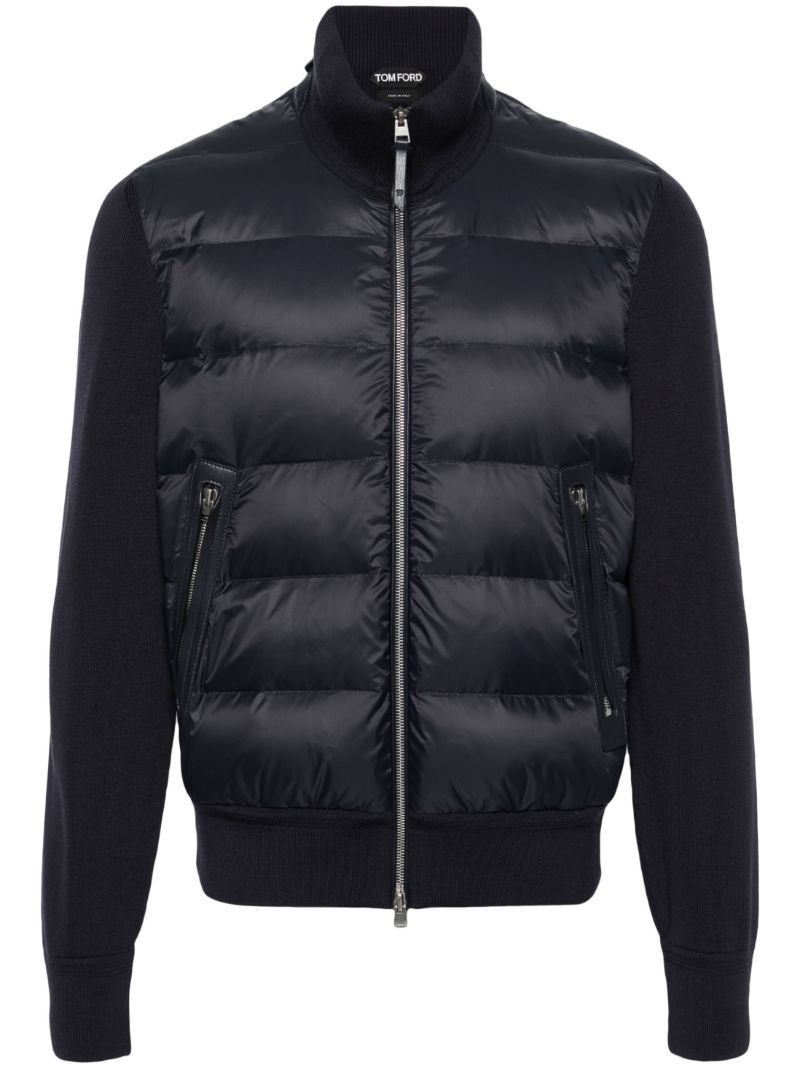 Blue Padded Knitted Jacket