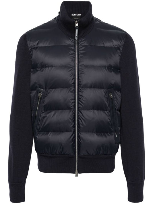 Blue Padded Knitted Jacket