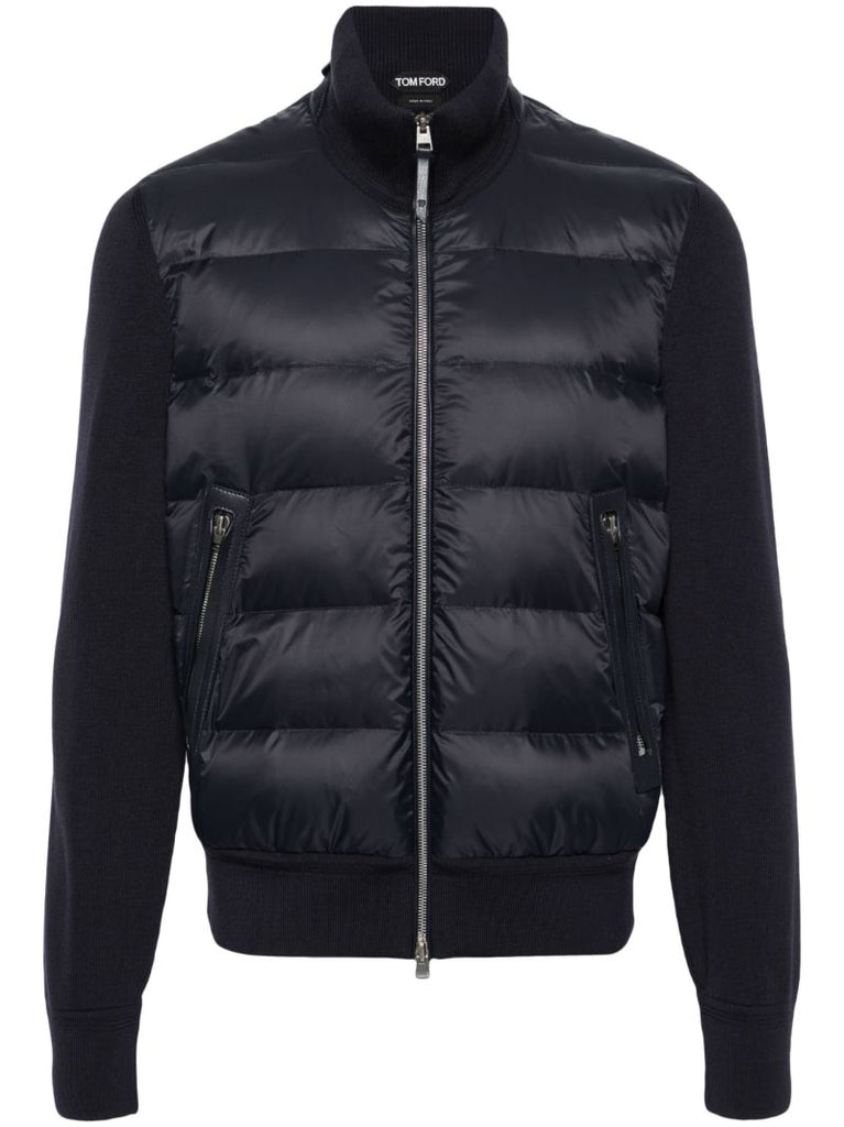 Blue Padded Knitted Jacket