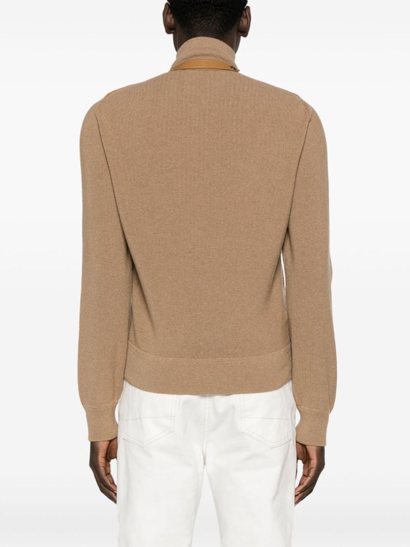 Brown Quilted Panelled Bomber Jacket