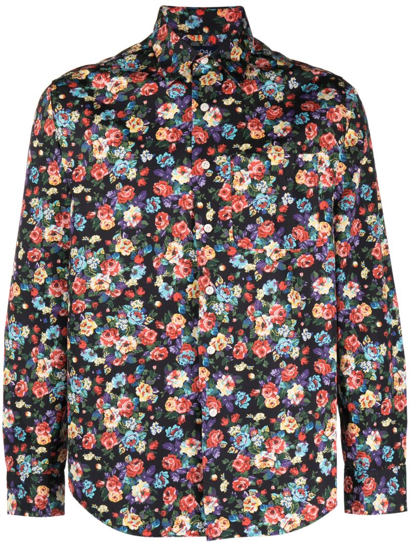 X the Cure Black Floral-print Shirt