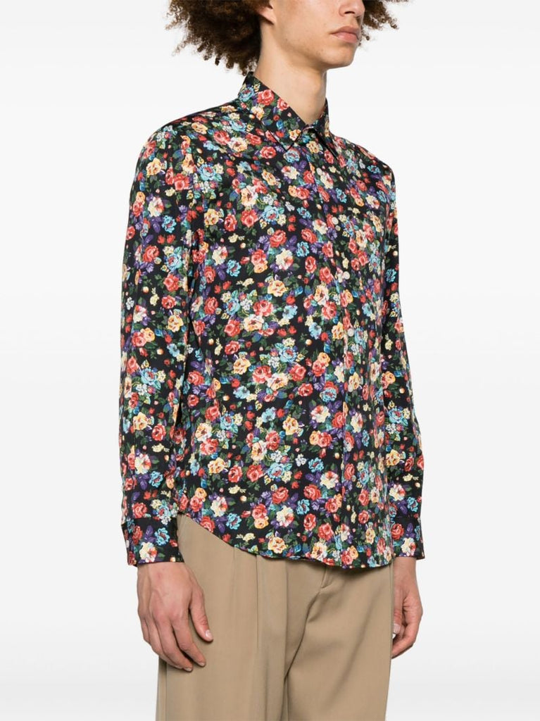 X the Cure Black Floral-print Shirt