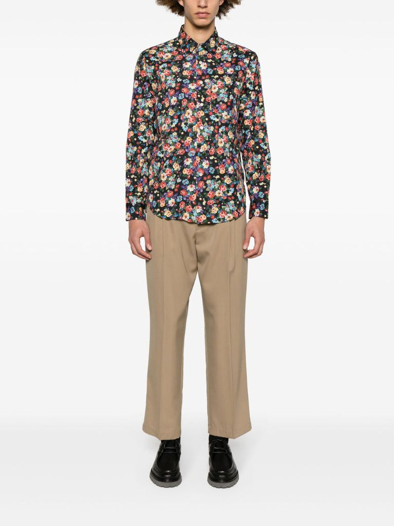 X the Cure Black Floral-print Shirt