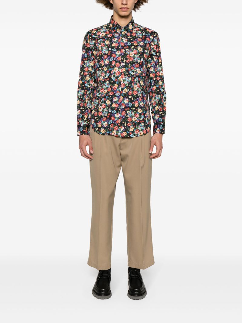 X the Cure Black Floral-print Shirt
