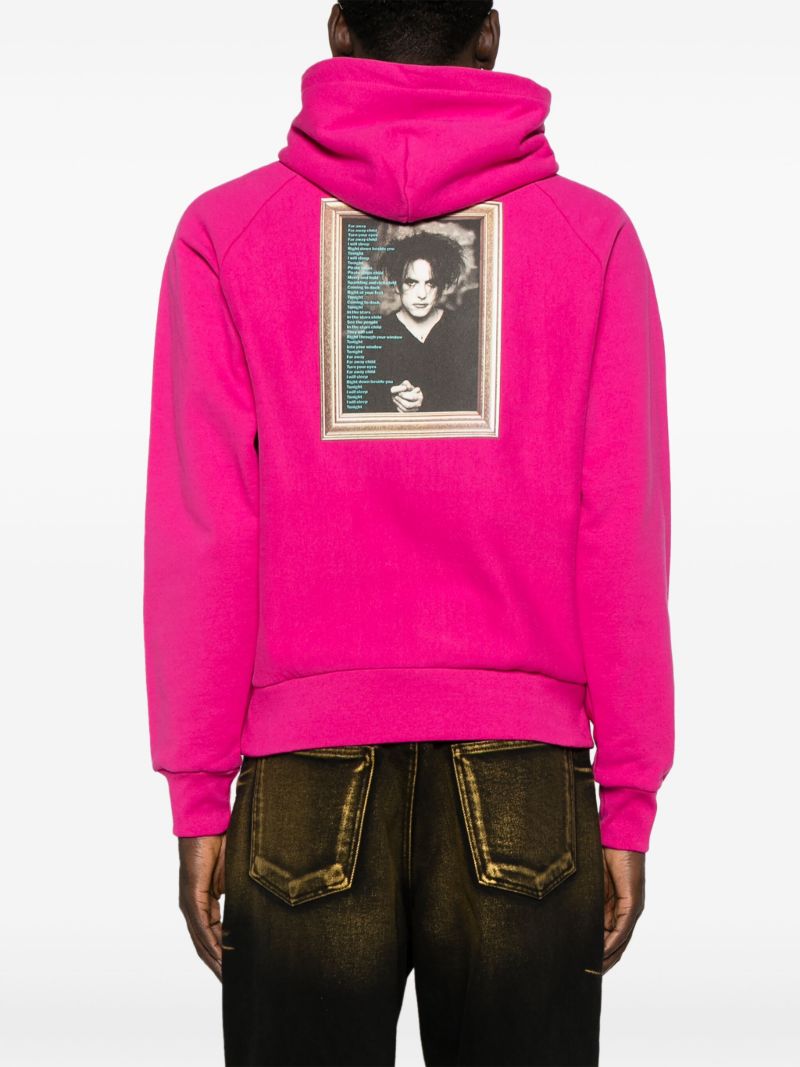X the Cure Pink Printed Cotton Hoodie