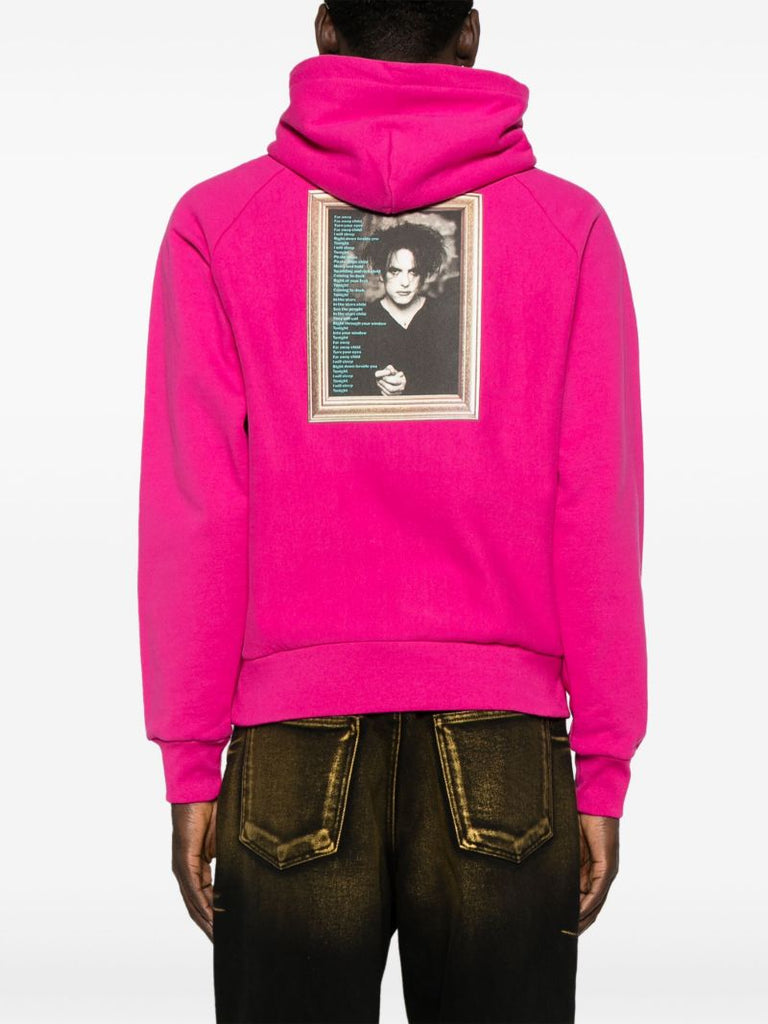 X the Cure Pink Printed Cotton Hoodie