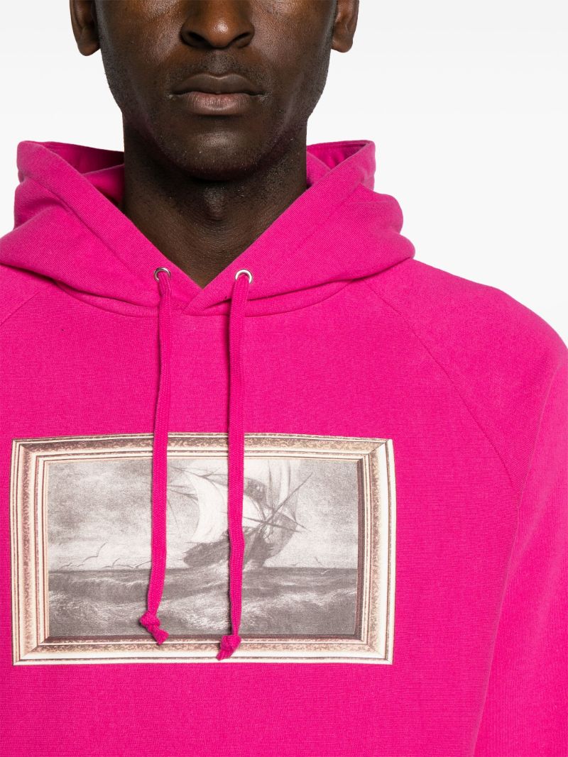 X the Cure Pink Printed Cotton Hoodie