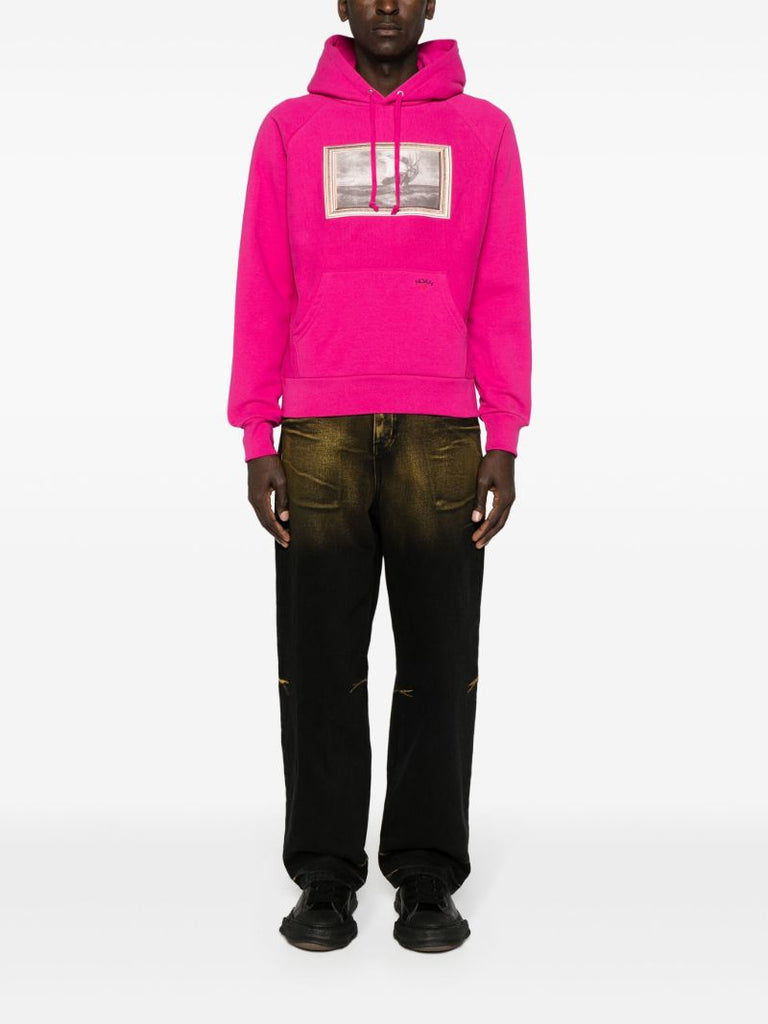 X the Cure Pink Printed Cotton Hoodie