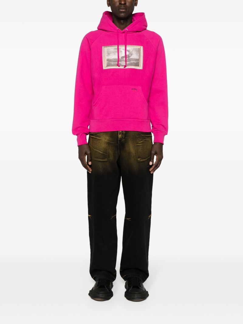 X the Cure Pink Printed Cotton Hoodie