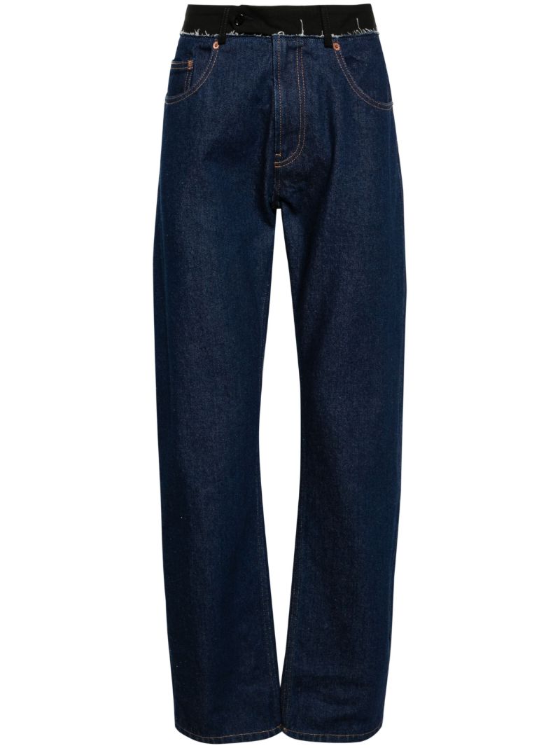 Blue Mid-rise Straight-leg Jeans