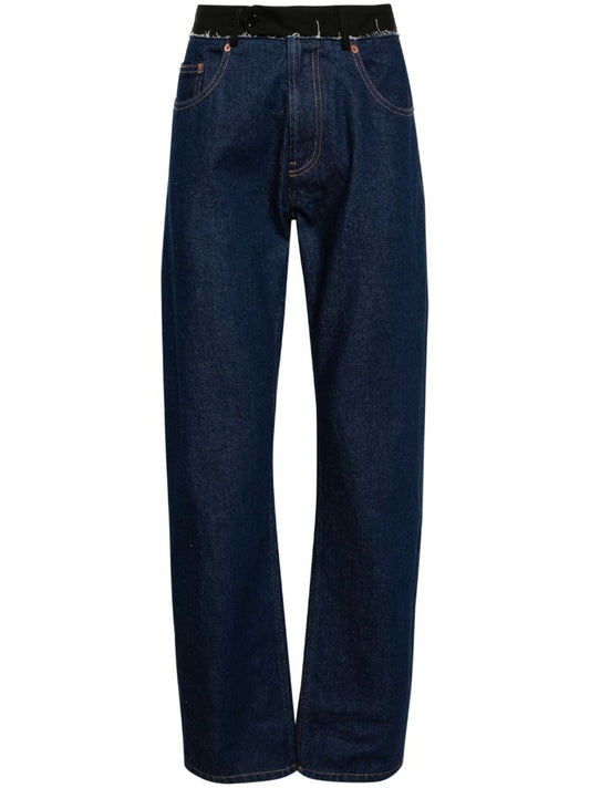 Blue Mid-rise Straight-leg Jeans