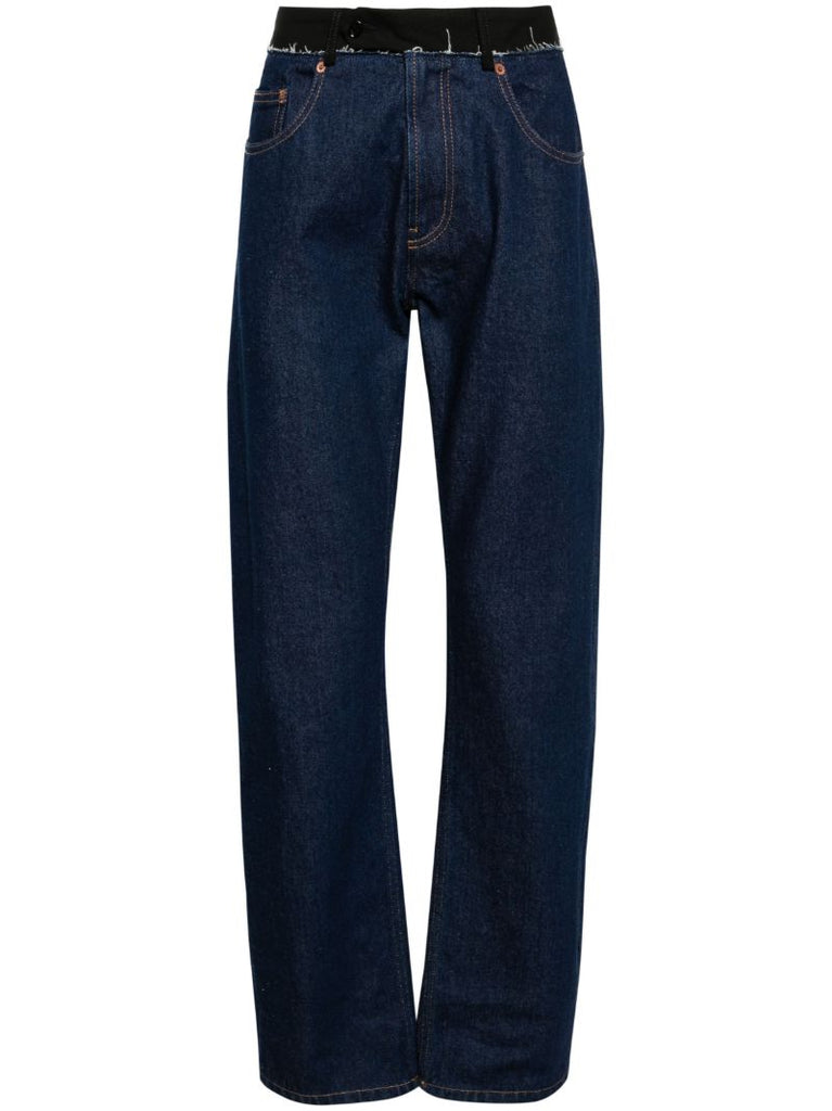 Blue Mid-rise Straight-leg Jeans