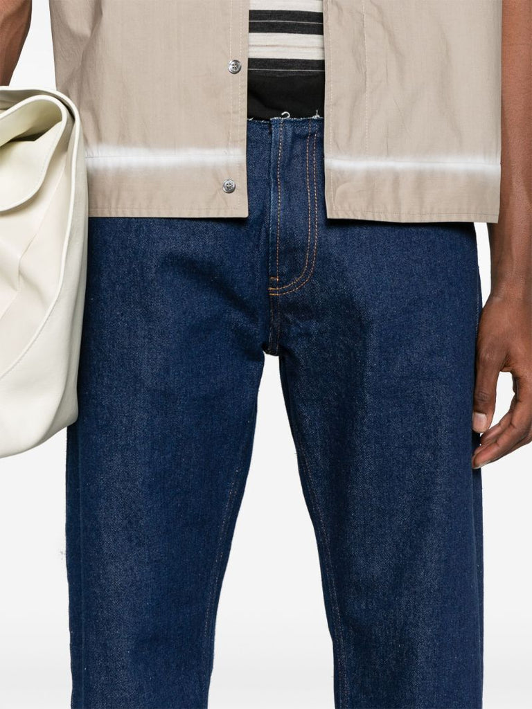 Blue Mid-rise Straight-leg Jeans