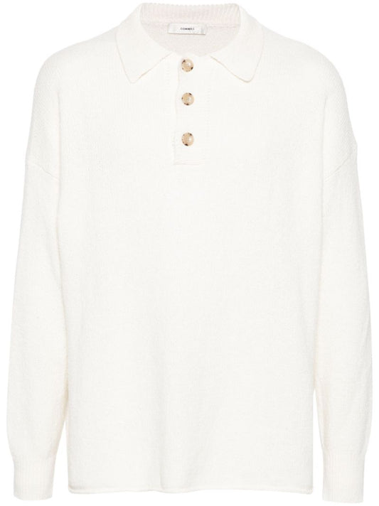 White Knitted Polo Shirt