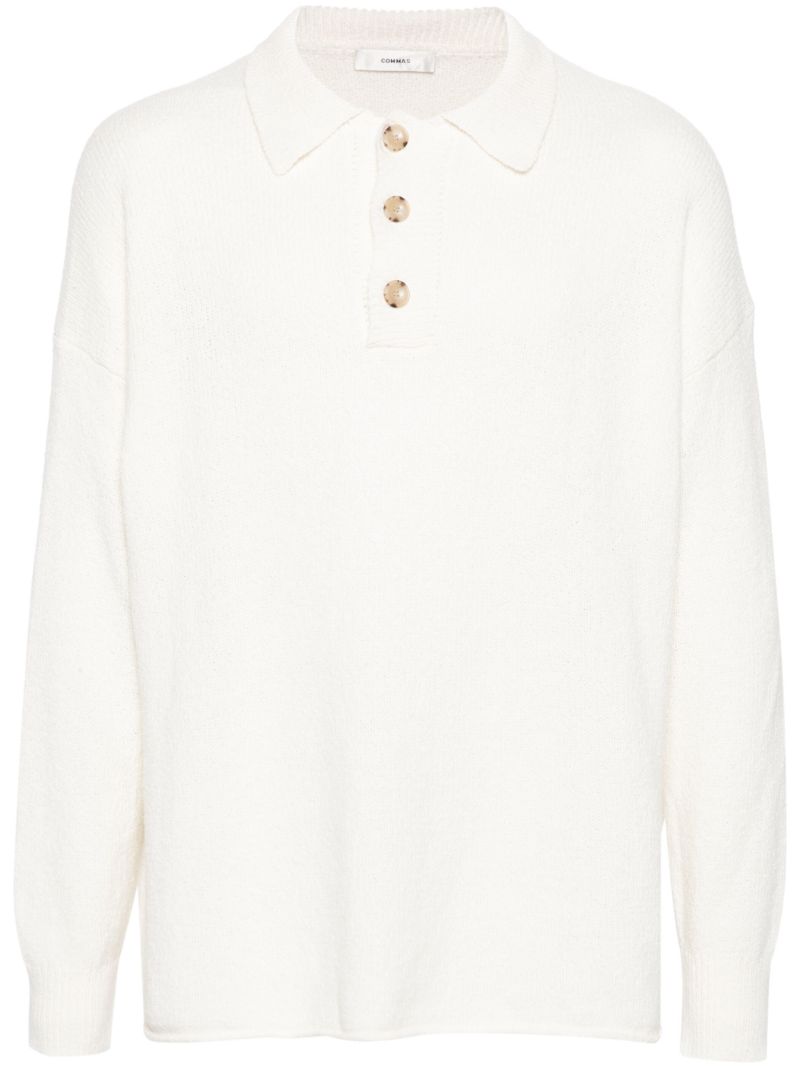 White Knitted Polo Shirt