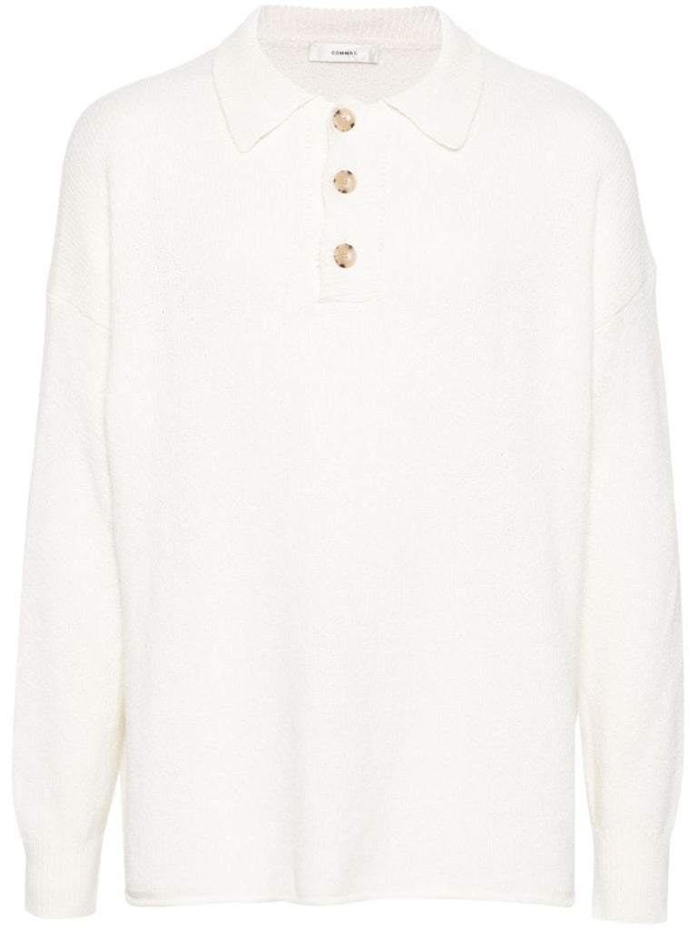 White Knitted Polo Shirt
